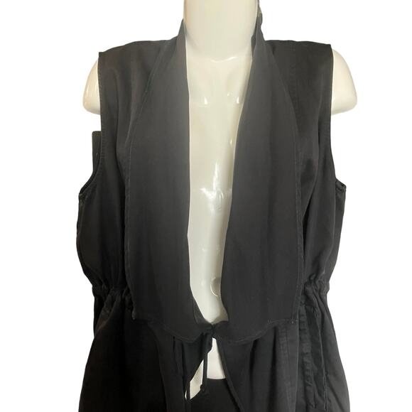 Jane and Delancey Women's Black Drape Front Drawstring Waist Vest | Size XL - Picture 3 of 8